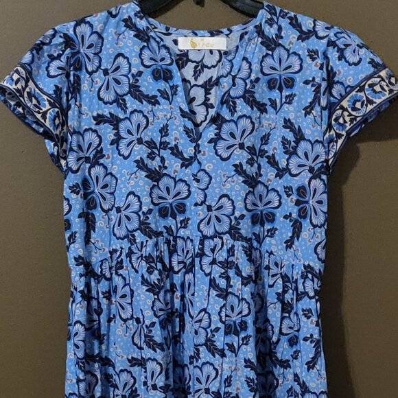 Bindu Blue Floral Maxi Dress SIZE XS - Picture 1 of 8